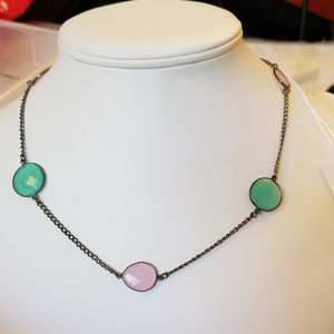 NWT Handmade Pink Teal Necklace Gunmetal